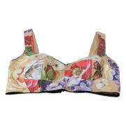 Dolce & Gabbana Blommig Cropped Bustier Korsett Topp Multicolor, Dam