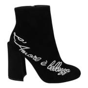 Dolce & Gabbana Svarta Mocka L'Amore E'Bellezza Stövlar Black, Dam