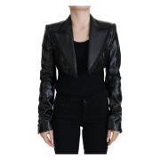 Dolce & Gabbana Svart Crop Blazer Jacka Black, Dam