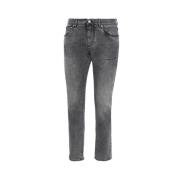 Dolce & Gabbana Grå Slim Fit Jeans med Logo Plaque Gray, Herr