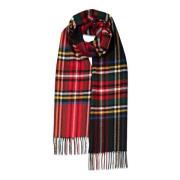 Gloverall Oversized Lammskalschal - Svart Royal Stewart Red, Dam