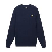 Lyle & Scott Rundhalsad stickad tröja Blue, Herr