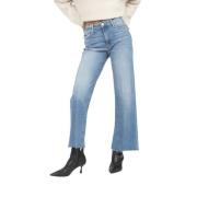 Paige Slitna Wide Leg Ankle Jeans Blue, Dam