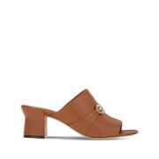 Salvatore Ferragamo Bruna lädermuler med blockklack Brown, Dam