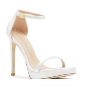 Stuart Weitzman Nudist Disco Högklackade Sandaler White, Dam