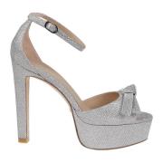 Stuart Weitzman Crystal DiscoPlatform Mega Bow Sandaler Gray, Dam