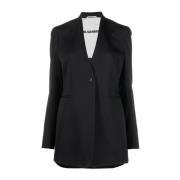 Jil Sander Höj din stil med en kompakt ullblazer Black, Dam