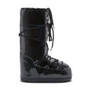 Moon Boot Icon Low Black Glitter Boots Black, Dam