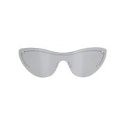 Alexander McQueen Silver Cat-Eye Solglasögon med Spegelglas Gray, Dam