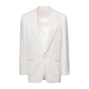 Alexander McQueen Vit Ullblazer medotched Revers White, Herr