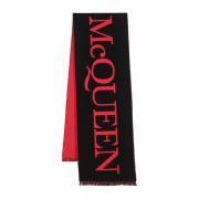 Alexander McQueen Svart bomullsscarf med oversize logo Black, Herr