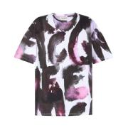 Alexander McQueen Mönstrad T-shirt med Multifärgat Logotyp Multicolor,...