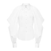 Alexander McQueen Ekologisk bomullsskjorta för kvinnor med italiensk k...