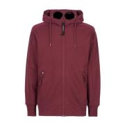 C.p. Company Diagonal Texturerad Fleece Goggle Hoodie Red, Herr