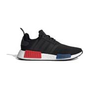 Adidas Originals Nmd_R1 Svarta Tyg Sneakers med Röda och Blå Insatser ...