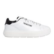 Love Moschino Lyxiga lädersneakers för kvinnor White, Dam