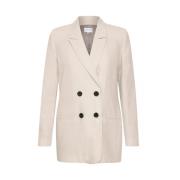 Gestuz Sportjacka, Elegant Blazer med Tygdetaljer Beige, Dam