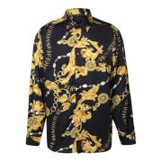Versace Jeans Couture Svart Chain Print Skjorta för Män Black, Herr