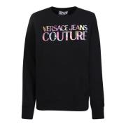 Versace Jeans Couture Svart Sweatshirt med Präglad Logotyp Black, Dam