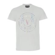 Versace Jeans Couture Kortärmad T-shirt, Stilren och Bekväm White, Her...