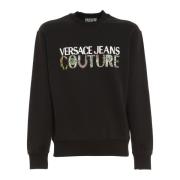 Versace Jeans Couture Logo Tryckt Sweatshirt Black, Herr