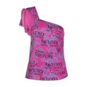 Versace Jeans Couture Fuchsia Logo Couture Top - Storlek 42 Purple, Da...