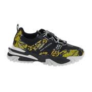 Versace Jeans Couture Svarta Barocktryck Sneakers - Storlek 43 Multico...