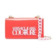 Versace Jeans Couture Röd Glänsande Axelväska för Kvinnor Red, Dam