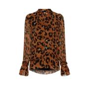 Fabienne Chapot Leopard Print Carmen Blus Skjorta Brown, Dam