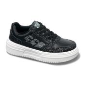 Cavalli Class Glittrande Syntetiska Lädersneakers Black, Dam