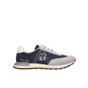 Premiata Johnlow Herr Sneakers i Blandade Texturer Blue, Herr