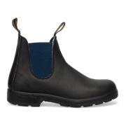 Blundstone Svarta Läderankelstövlar med Marinblåa Sidogummi Black, Dam