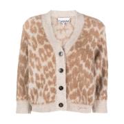 Ganni Leopard Jacquard Sweaters Brown, Dam