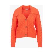 Suncoo Guldig Polo Hals Kofta Orange, Dam