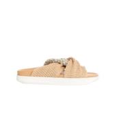 Zimmermann Lyxiga Interlock Rope Raffia Wedge Sliders - Storlek 38 Bro...