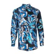 Etro Blommig Foliage Linneskjorta Blue, Herr