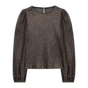 Luisa Cerano Lamé Ballongärm Blus Gray, Dam