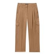 Luisa Cerano Satin Cargo Cropped Byxor Beige, Dam