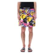 Palm Angels Multicolor Ss23 Herr Casual Shorts Yellow, Herr