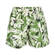 Palm Angels Grön Macro Hibiscus Badshorts Green, Herr