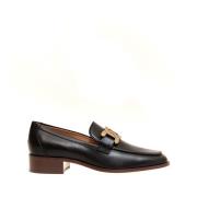 Tod's Svart Läder Loafer med Kedjebuckle - Storlek 36 Black, Dam