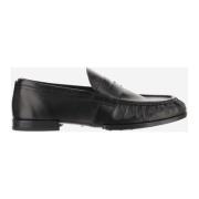 Tod's Svarta Läderloafers med Rem Black, Herr