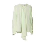 Tory Burch Silk Twill Långärmad Blus Green, Dam