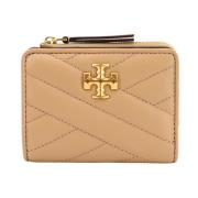 Tory Burch Beige Läderplånbok med Tryckknapp Beige, Dam