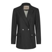 MOS Mosh Trendig Oversized Dubbelknäppt Blazer Black, Dam