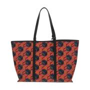 MCM Jacquard Canvas Axelväska Red, Dam