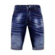 Local Fanatic Blue Ripped Shorts Herr Slim Fit -1081- Blå Blue, Herr