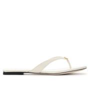 Tory Burch Kliska läder flip-flops White, Dam