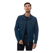 Kiton Italiensk Denim Harrington Jacka Blue, Herr