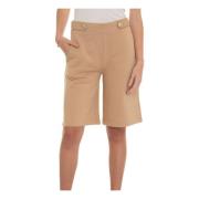 Fay Fleece-cotton bermuda Beige, Dam